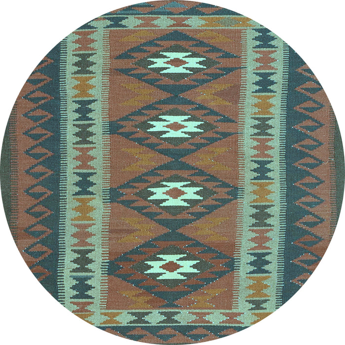 Round Oriental Light Blue Traditional Rug, con1658lblu