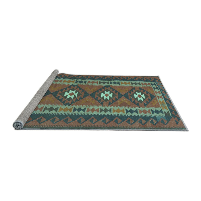 Sideview of Machine Washable Oriental Light Blue Traditional Rug, wshcon1658lblu