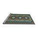 Sideview of Machine Washable Oriental Light Blue Traditional Rug, wshcon1658lblu