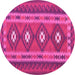 Round Machine Washable Oriental Pink Traditional Rug, wshcon1658pnk