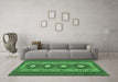 Machine Washable Oriental Emerald Green Traditional Area Rugs in a Living Room,, wshcon1658emgrn