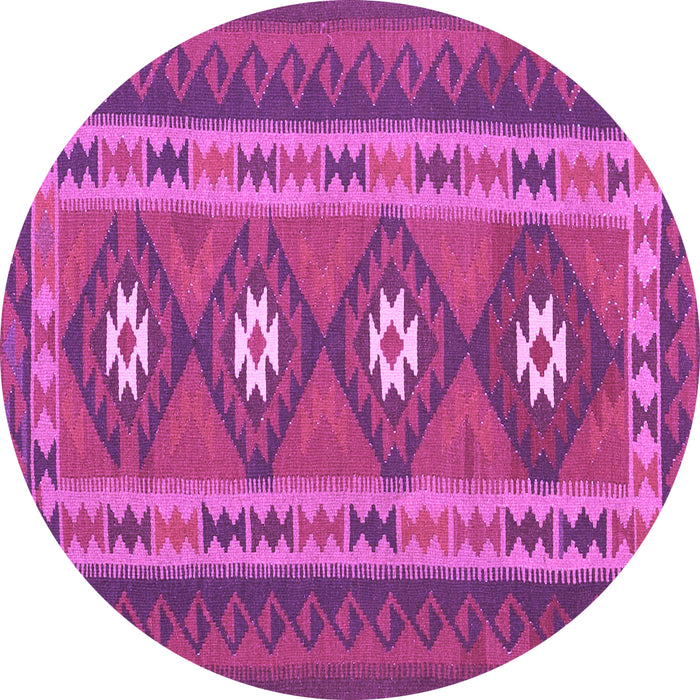 Round Machine Washable Oriental Purple Traditional Area Rugs, wshcon1658pur