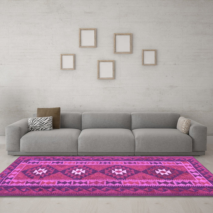Machine Washable Oriental Purple Traditional Area Rugs in a Living Room, wshcon1658pur