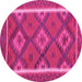 Round Machine Washable Oriental Pink Traditional Rug, wshcon1659pnk