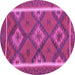 Round Machine Washable Oriental Purple Traditional Area Rugs, wshcon1659pur