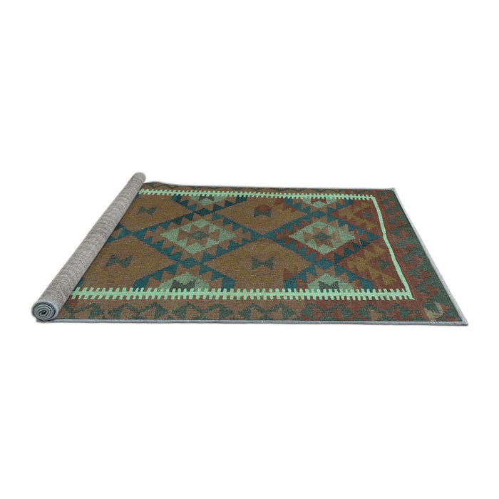 Sideview of Machine Washable Oriental Light Blue Traditional Rug, wshcon1659lblu