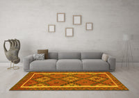 Machine Washable Oriental Yellow Traditional Rug, wshcon1659yw