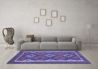 Machine Washable Oriental Blue Traditional Rug, wshcon1659blu