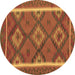 Round Oriental Brown Traditional Rug, con1659brn