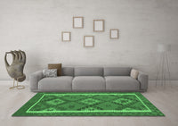 Machine Washable Oriental Emerald Green Traditional Rug, wshcon1659emgrn