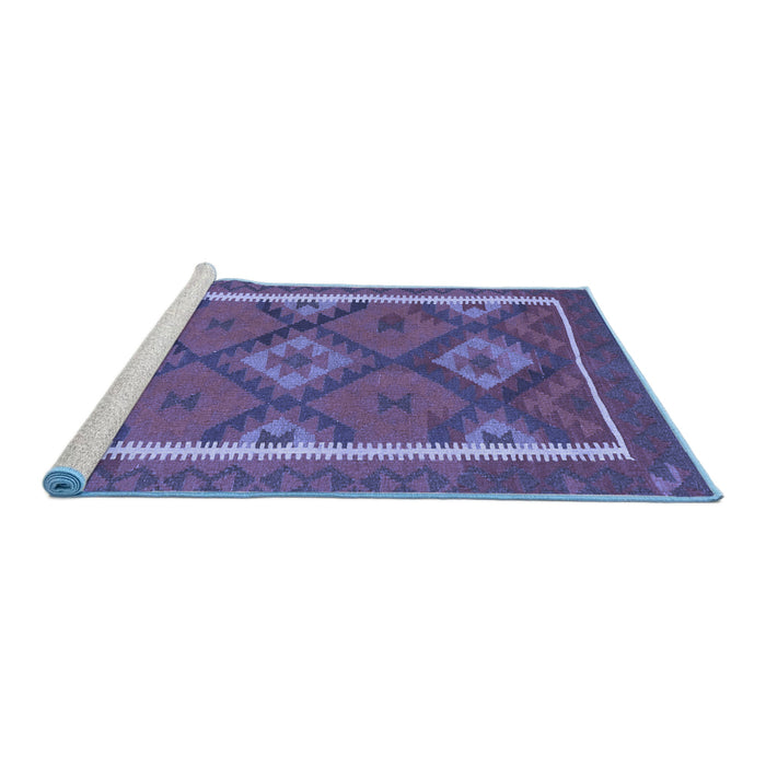 Sideview of Machine Washable Oriental Blue Traditional Rug, wshcon1659blu