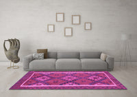 Machine Washable Oriental Purple Traditional Rug, wshcon1659pur