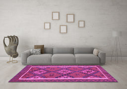 Machine Washable Oriental Purple Traditional Area Rugs in a Living Room, wshcon1659pur