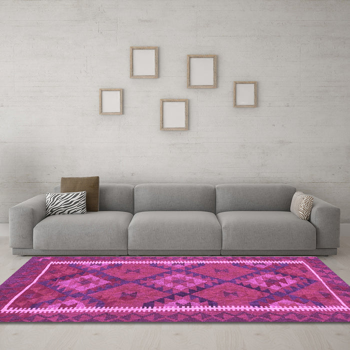 Machine Washable Oriental Purple Traditional Area Rugs in a Living Room, wshcon1659pur