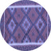 Round Machine Washable Oriental Blue Traditional Rug, wshcon1659blu