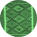 Round Oriental Emerald Green Traditional Rug, con1659emgrn