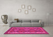 Machine Washable Oriental Pink Traditional Rug in a Living Room, wshcon1659pnk