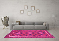 Machine Washable Oriental Pink Traditional Rug, wshcon1659pnk