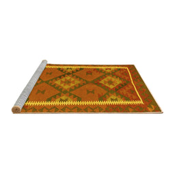 Sideview of Machine Washable Oriental Yellow Traditional Rug, wshcon1659yw