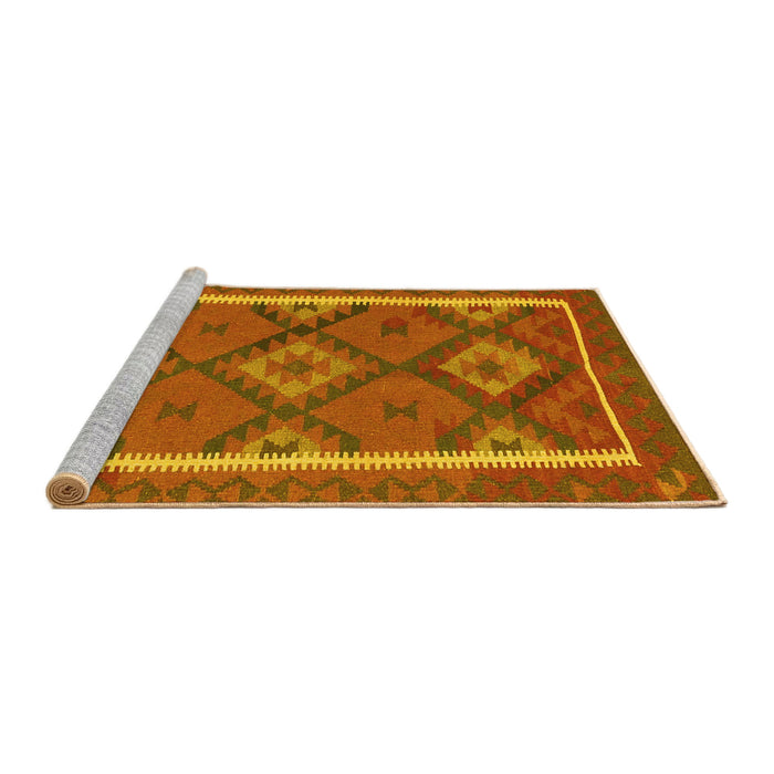 Sideview of Machine Washable Oriental Yellow Traditional Rug, wshcon1659yw