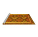 Sideview of Machine Washable Oriental Yellow Traditional Rug, wshcon1659yw