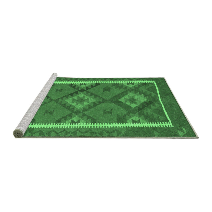 Sideview of Machine Washable Oriental Emerald Green Traditional Area Rugs, wshcon1659emgrn
