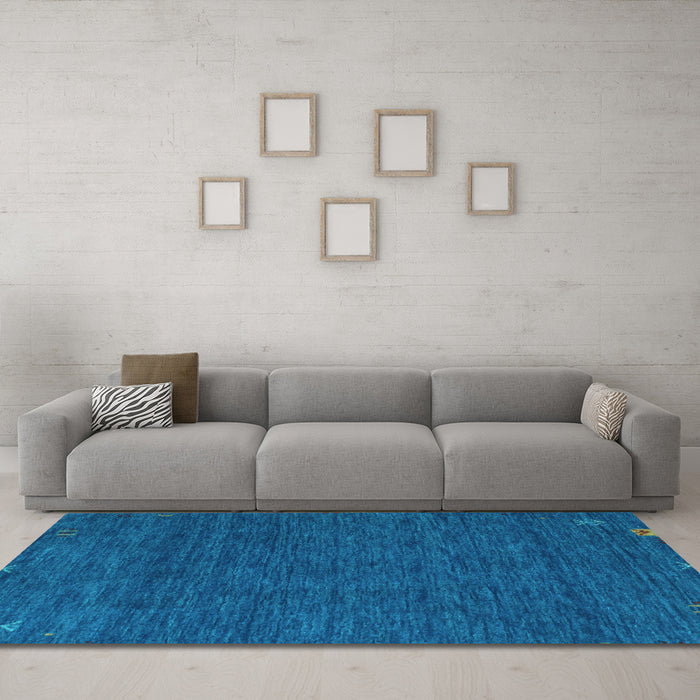 Machine Washable Abstract Light Blue Contemporary Rug in a Living Room, wshcon165lblu