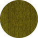 Round Abstract Yellow Contemporary Rug, con165yw