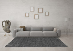 Machine Washable Abstract Gray Contemporary Rug in a Living Room,, wshcon165gry