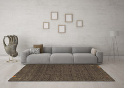 Machine Washable Abstract Brown Contemporary Rug in a Living Room,, wshcon165brn