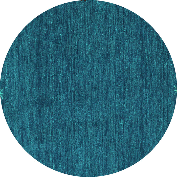 Round Machine Washable Abstract Turquoise Contemporary Area Rugs, wshcon165turq