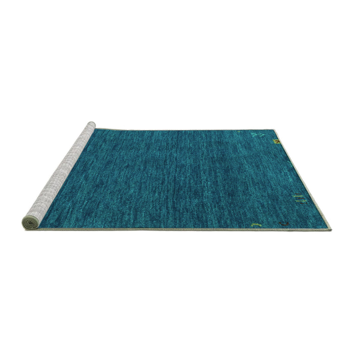 Sideview of Machine Washable Abstract Turquoise Contemporary Area Rugs, wshcon165turq