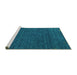 Sideview of Machine Washable Abstract Turquoise Contemporary Area Rugs, wshcon165turq