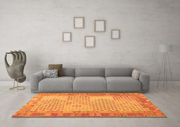 Machine Washable Southwestern Orange Country Area Rugs in a Living Room, wshcon1660org