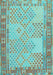 Southwestern Light Blue Country Rug, con1660lblu