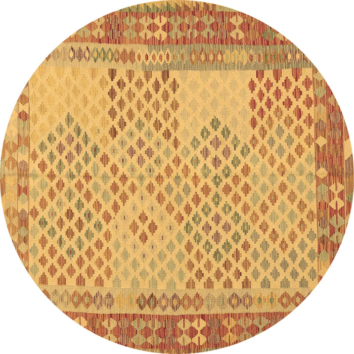 Round Machine Washable Southwestern Brown Country Rug, wshcon1660brn