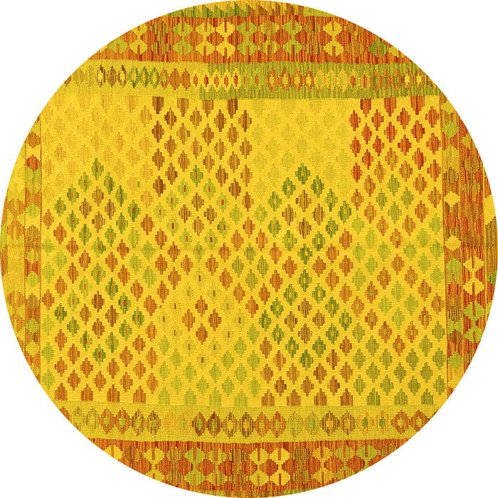 Round Southwestern Yellow Country Rug, con1660yw