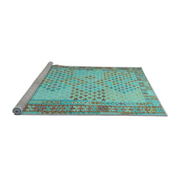 Sideview of Machine Washable Southwestern Light Blue Country Rug, wshcon1660lblu