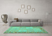 Machine Washable Southwestern Turquoise Country Area Rugs in a Living Room,, wshcon1660turq