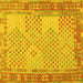 Square Machine Washable Southwestern Yellow Country Rug, wshcon1660yw