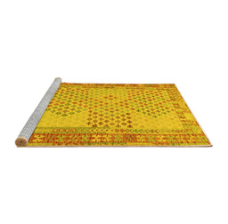 Sideview of Machine Washable Southwestern Yellow Country Rug, wshcon1660yw