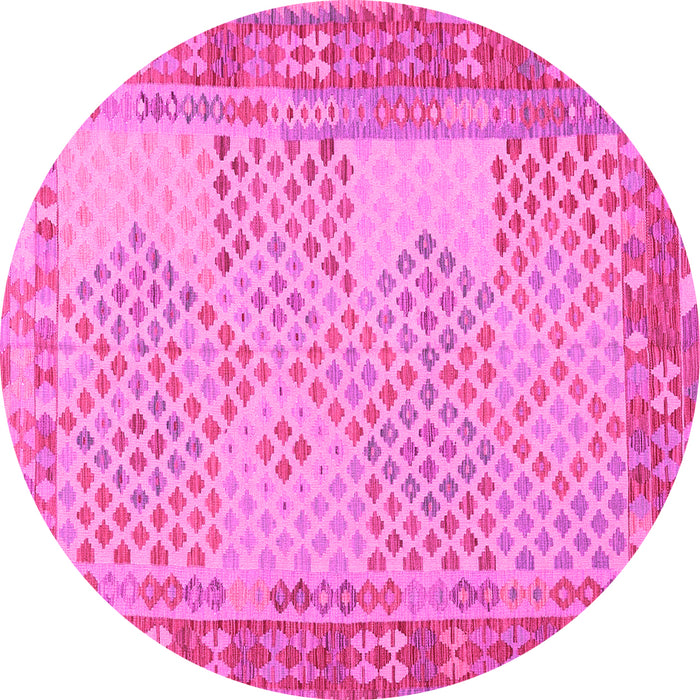 Round Machine Washable Southwestern Pink Country Rug, wshcon1660pnk