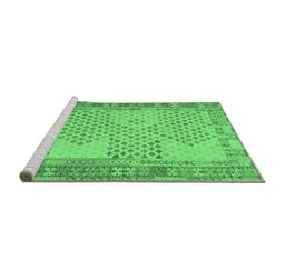 Sideview of Machine Washable Southwestern Emerald Green Country Area Rugs, wshcon1660emgrn