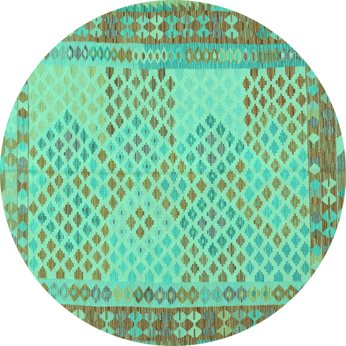 Round Southwestern Turquoise Country Rug, con1660turq