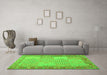 Machine Washable Southwestern Green Country Area Rugs in a Living Room,, wshcon1660grn