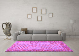 Machine Washable Southwestern Purple Country Area Rugs in a Living Room, wshcon1660pur