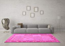 Machine Washable Southwestern Pink Country Rug in a Living Room, wshcon1660pnk
