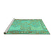 Sideview of Machine Washable Southwestern Turquoise Country Area Rugs, wshcon1660turq