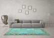 Machine Washable Southwestern Light Blue Country Rug in a Living Room, wshcon1660lblu