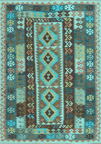 Southwestern Light Blue Country Rug, con1661lblu